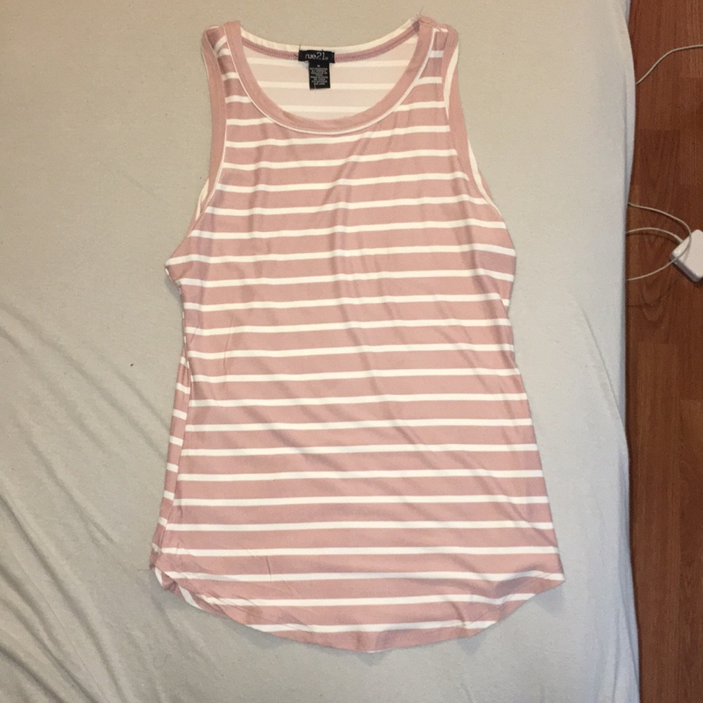Pink and cream striped tank top
